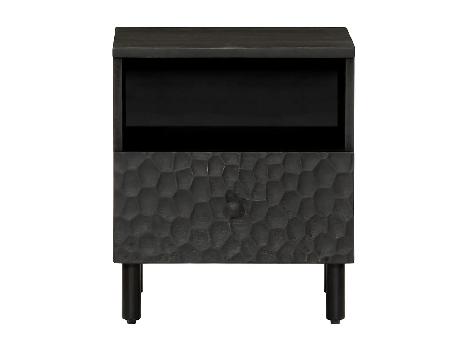 Nachttisch-Beistelltisch Schwarz 40x33x46 cm Massivholz Mango SHL63469