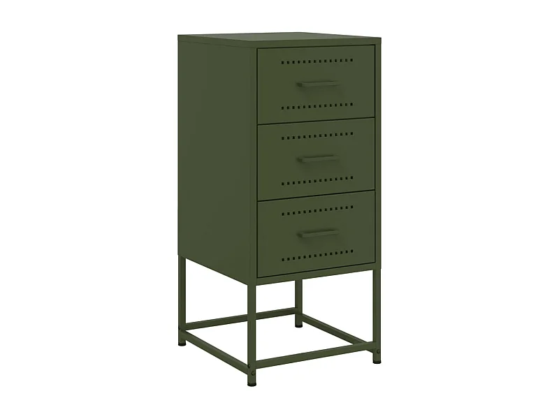 Mesa de Cabeceira | Criado-mudo Moderno 36x39x78 cm aço verde-azeitona