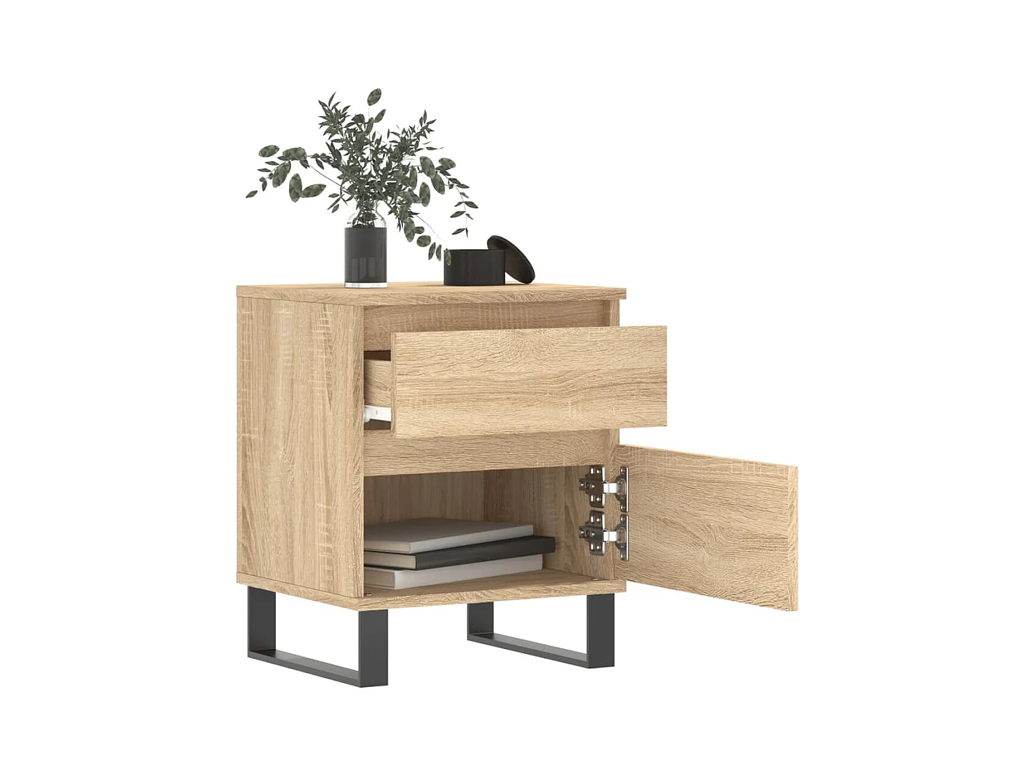 Mesitas de noche | Mesilla de noche 2 uds madera ingeniería roble Sonoma 40x35x50 cm