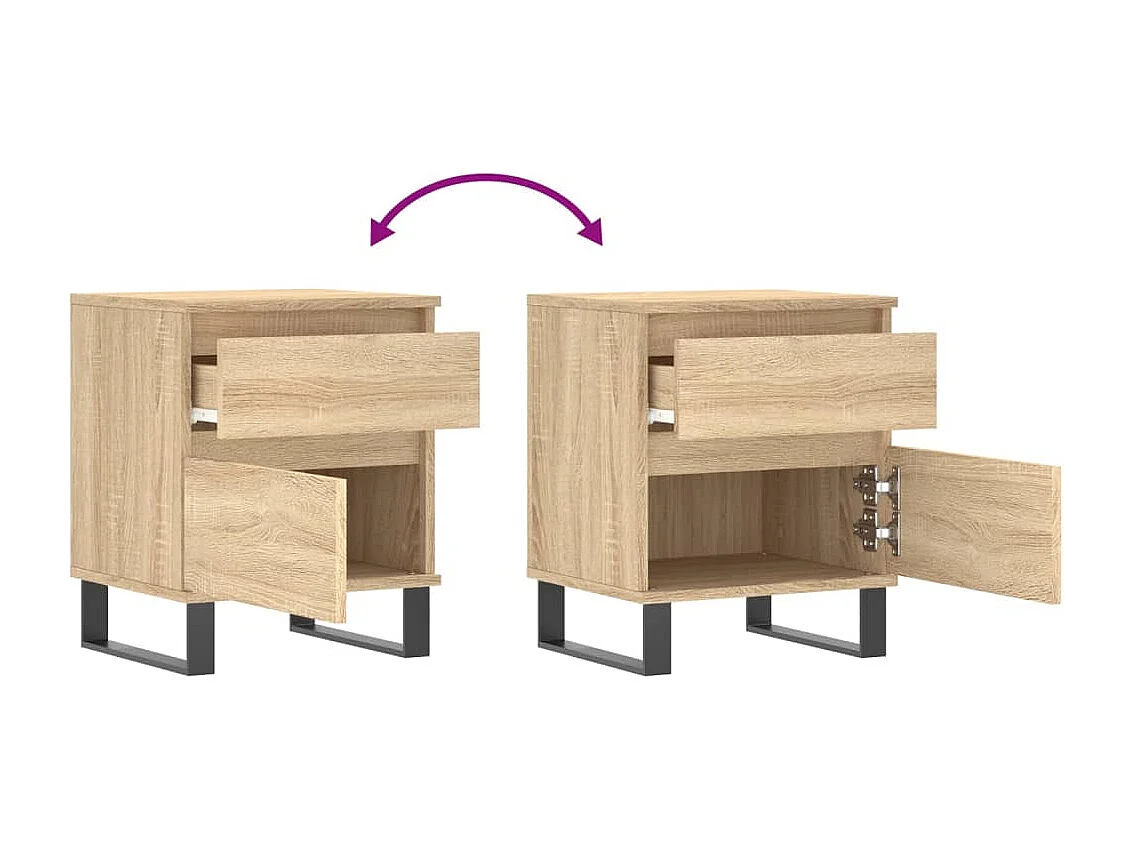 Nachttisch 2er Set-Beistelltisch-Nachttischkommode Sonoma-Eiche 40x35x50 cm Holzwerkstoff SHL97822