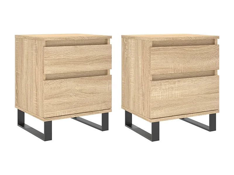 Lot de 2 Tables de chevet avec tiroirs chêne sonoma 40x35x50 cm bois ingénierie