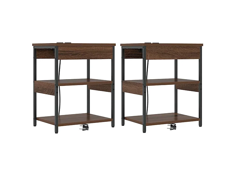 Mesita de Noche | Mesa auxiliar | Armario de Noche 2 uds. Marrón roble Madera contrachapada