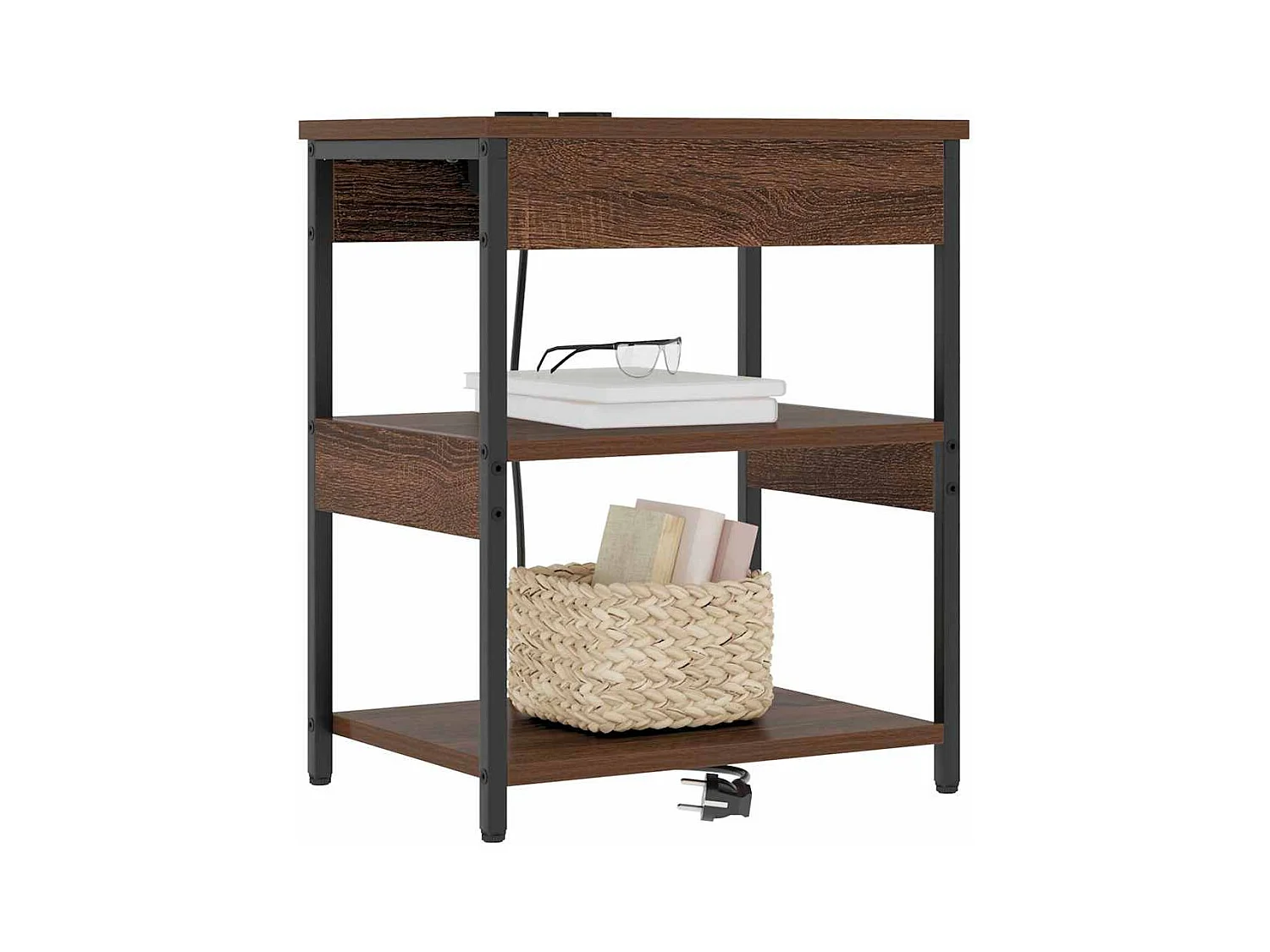 Mesita de Noche | Mesa auxiliar | Armario de Noche 2 uds. Marrón roble Madera contrachapada