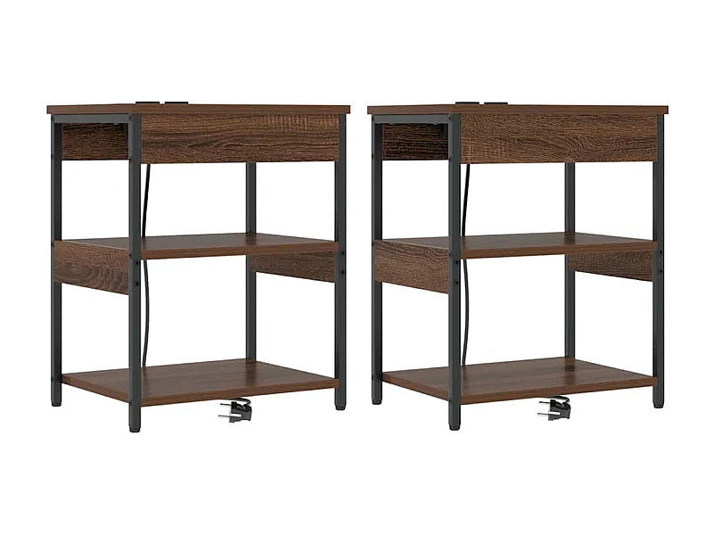 Lot de 2 Tables de chevet Chêne marron 41x31x51 cm