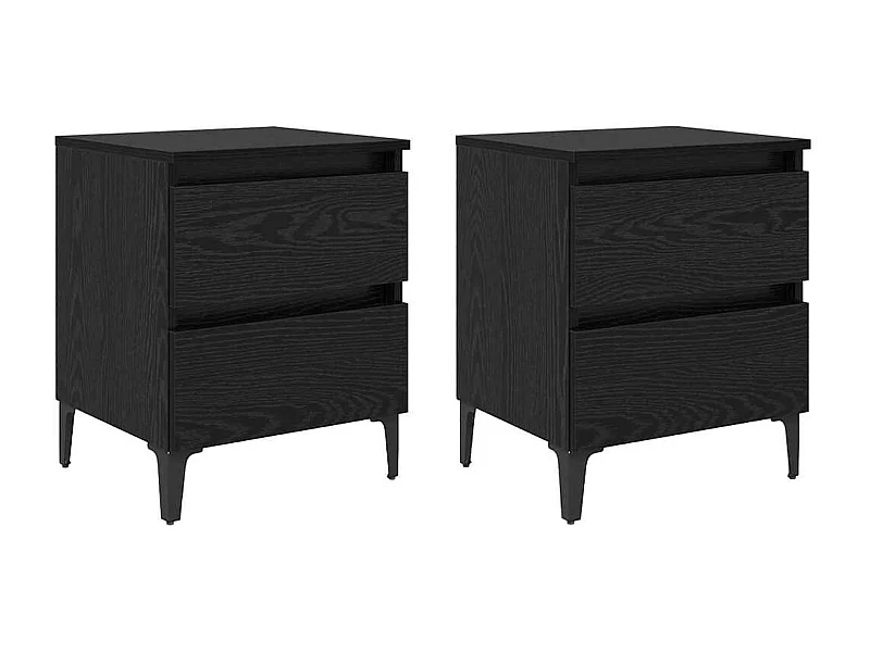 Nachttisch 2er Set-Beistelltisch Schwarz Eichen-Optik 40 x 35 x 50 cm SHL59496