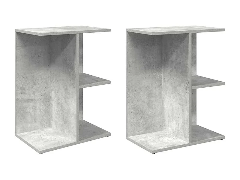 Tables de chevet lot de 2 avec Étagère de Rangement gris béton 46,5x29x61 cm bois ingénierie