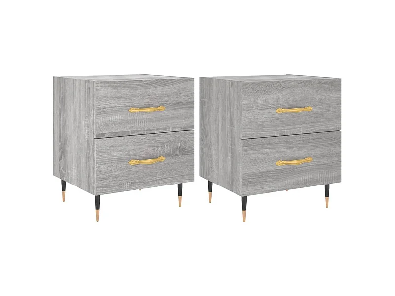 Mesitas de noche | Mesilla de noche 2 uds madera ingeniería gris Sonoma 40x35x47,5 cm