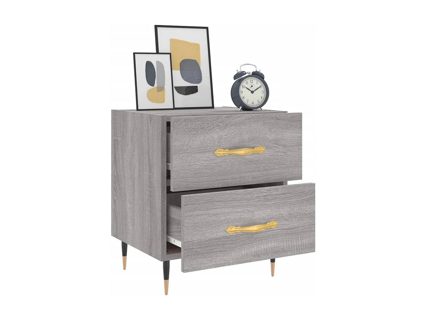 Nachttisch 2er Set-Beistelltisch-Nachttischkommode Grau Sonoma 40x35x47,5 cm Holzwerkstoff SHL24291