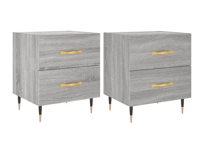 Nachttisch 2er Set-Beistelltisch-Nachttischkommode Grau Sonoma 40x35x47,5 cm Holzwerkstoff SHL24291