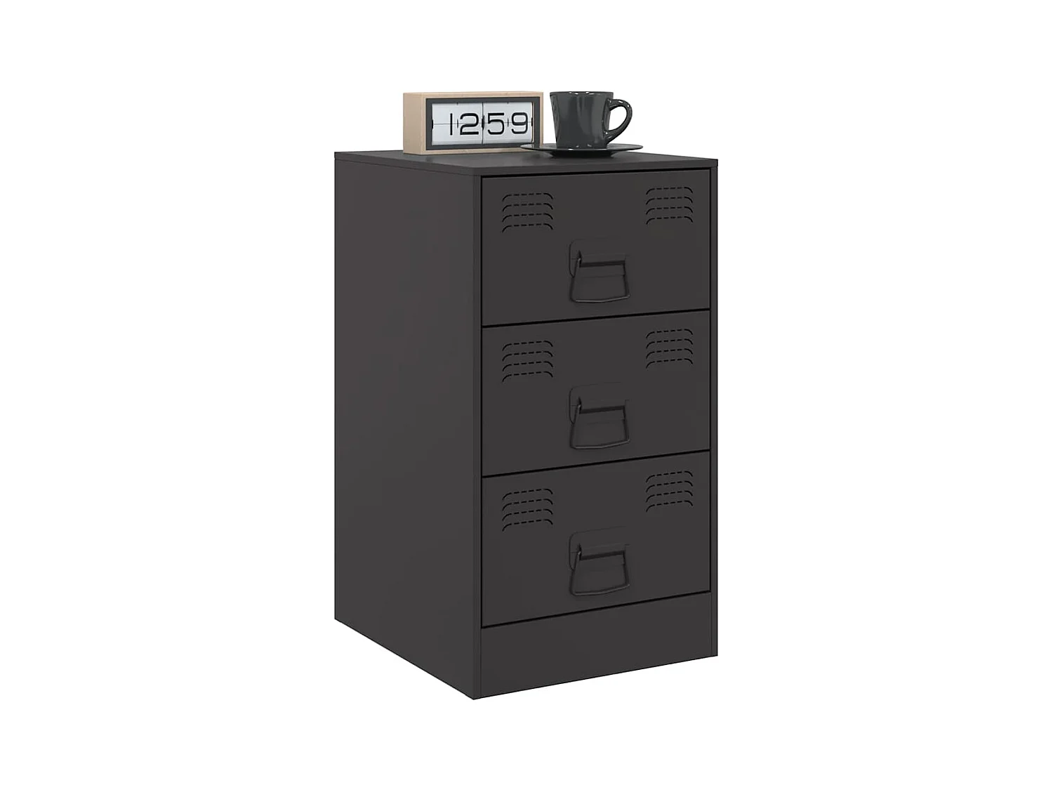 Mesitas de noche | Mesilla de noche 2 unidades acero negro 34,5x39x62 cm