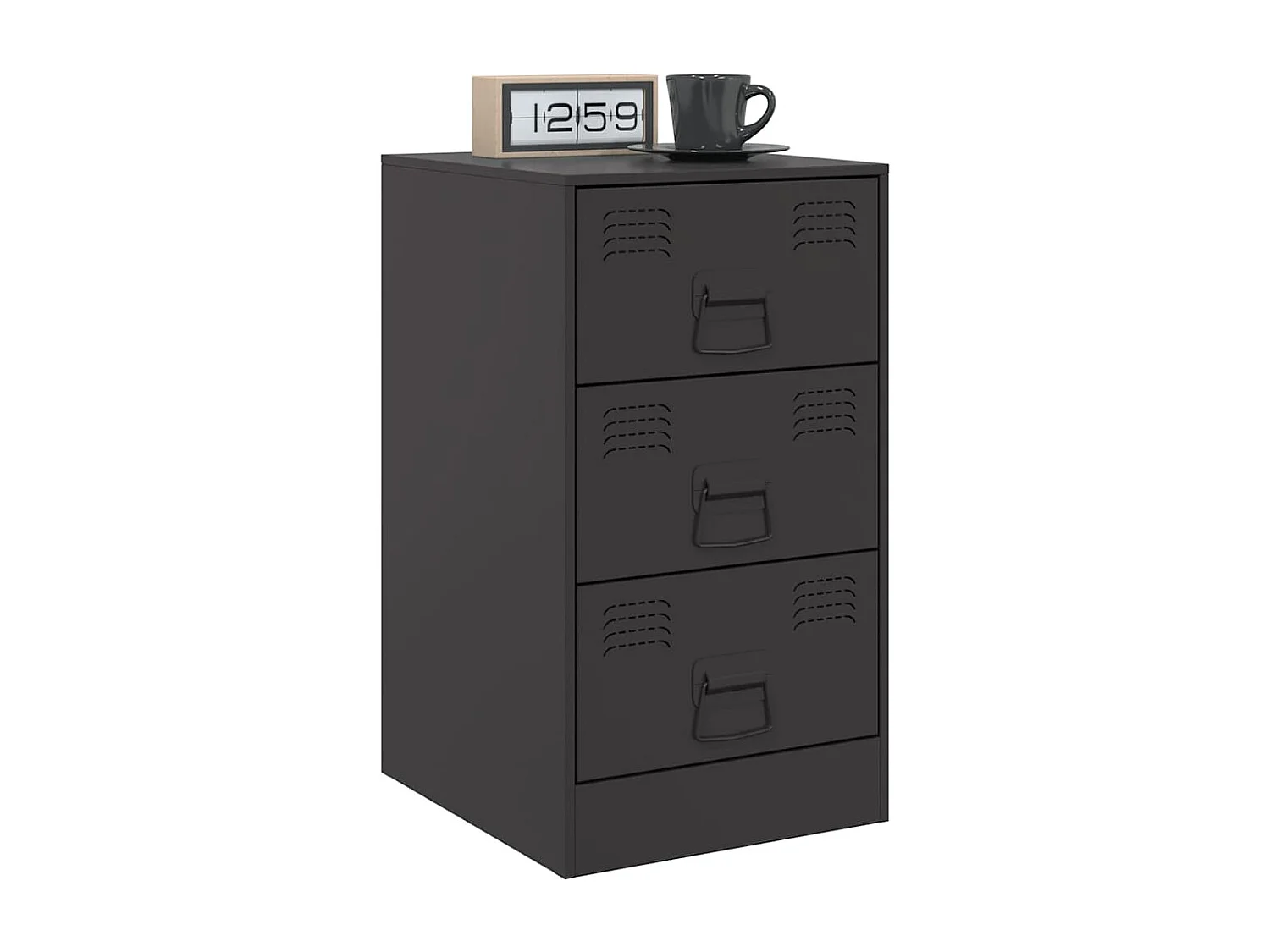 Nachttisch 2er Set-Beistelltisch-Nachttischkommode Schwarz 34,5x39x62 cm Stahl SHL99367