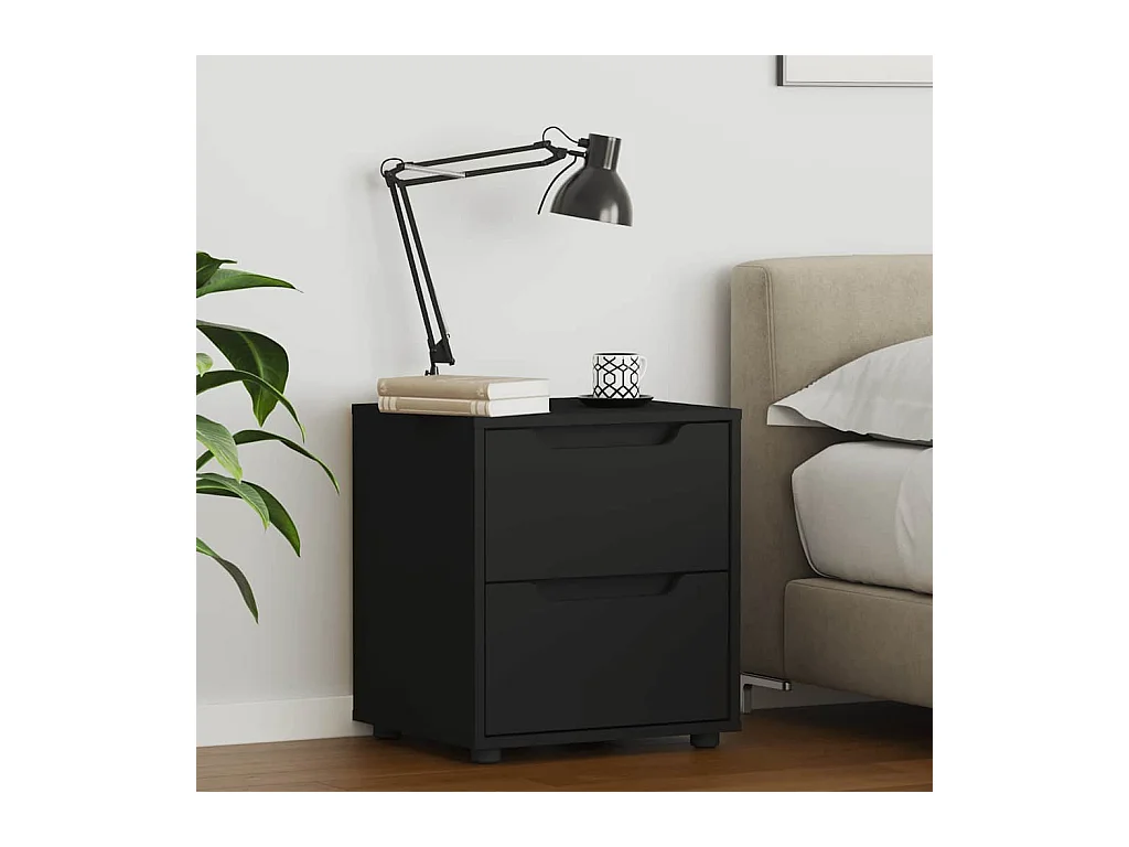 Mesilla de noche | Mesita de noche VISNES negra 45x40x50 cm madera de ingeniería