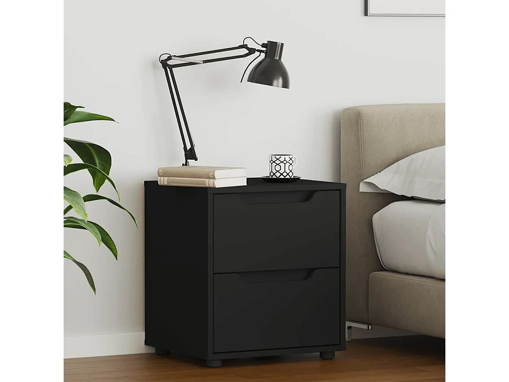 Mesilla de noche | Mesita de noche VISNES negra 45x40x50 cm madera de ingeniería