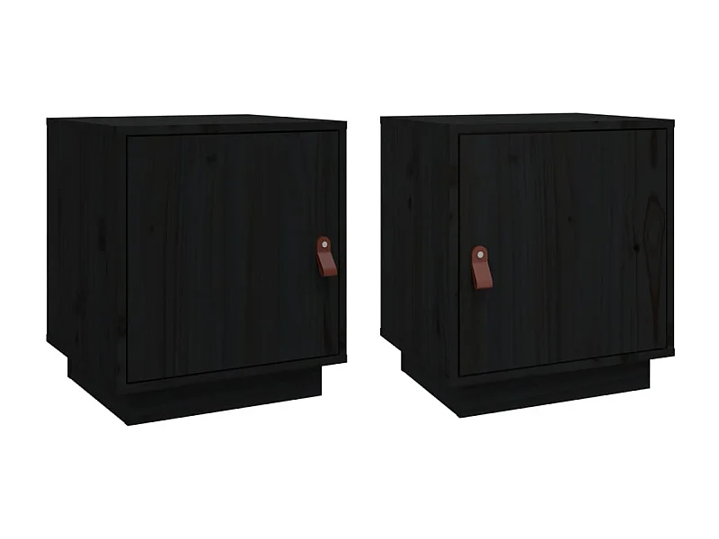 Mesitas de noche | Mesilla de noche 2 uds madera maciza de pino negro 40x34x45 cm