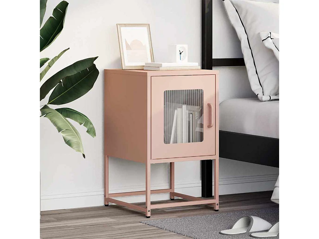 Nachttisch-Beistelltisch-Nachtschrank Rosa 36x39x60,5 cm Kaltgewalzter Stahl SHL78959