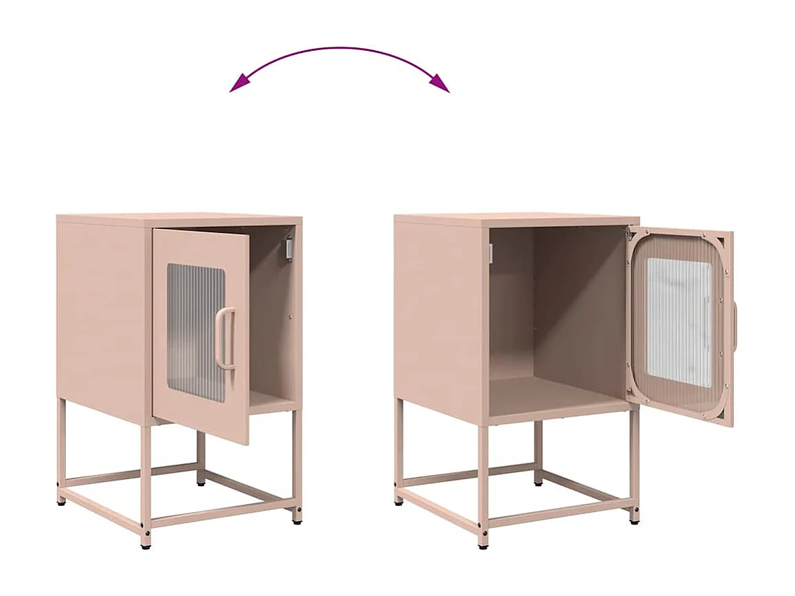 Nachttisch-Beistelltisch-Nachtschrank Rosa 36x39x60,5 cm Kaltgewalzter Stahl SHL78959