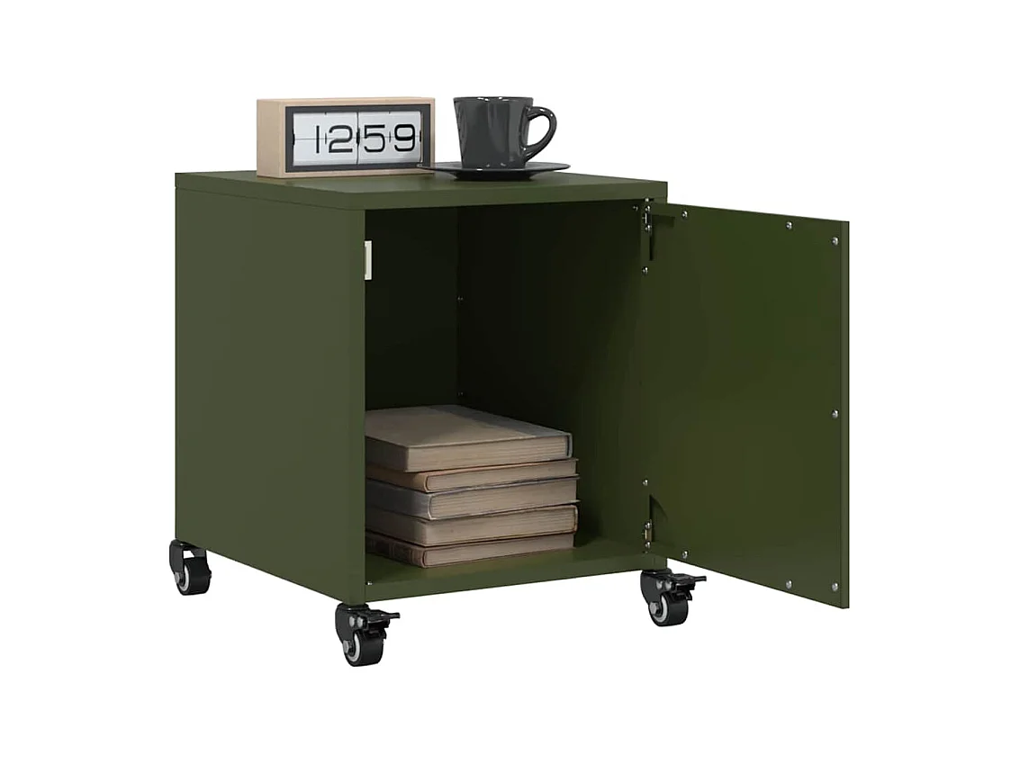 Mesitas de noche | Mesilla de noche 2 unidades acero verde oliva 36x39x43,5 cm