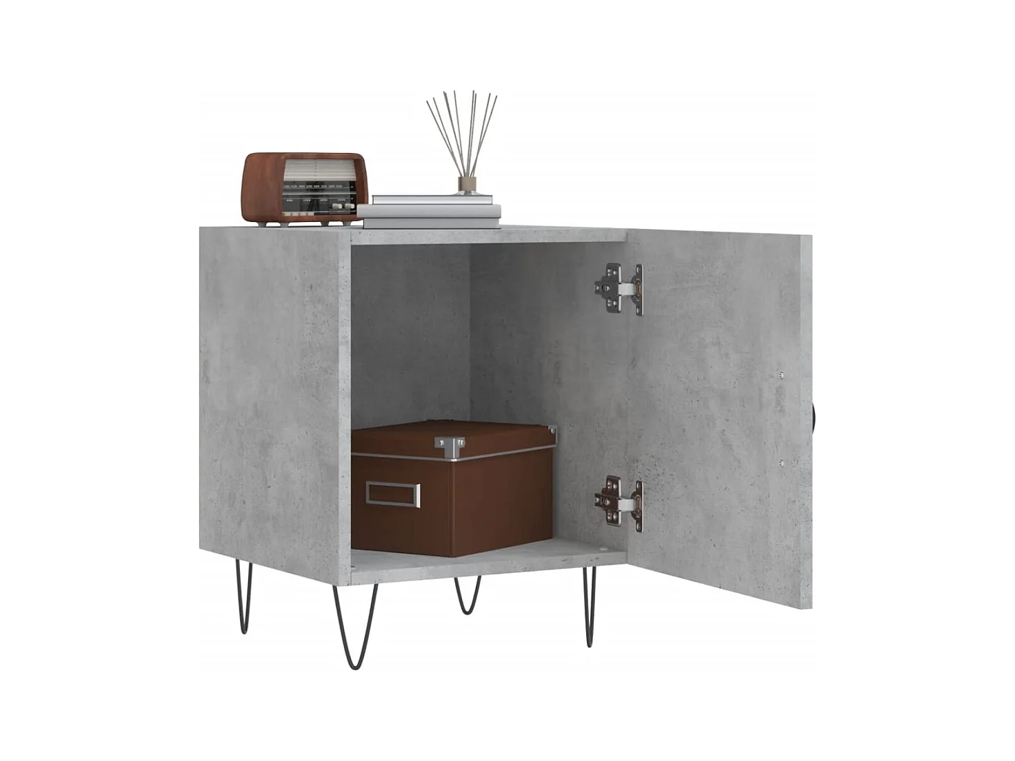 Mesa de Cabeceira Moderna 2 peças 40x40x50 cm derivados madeira cinza cimento