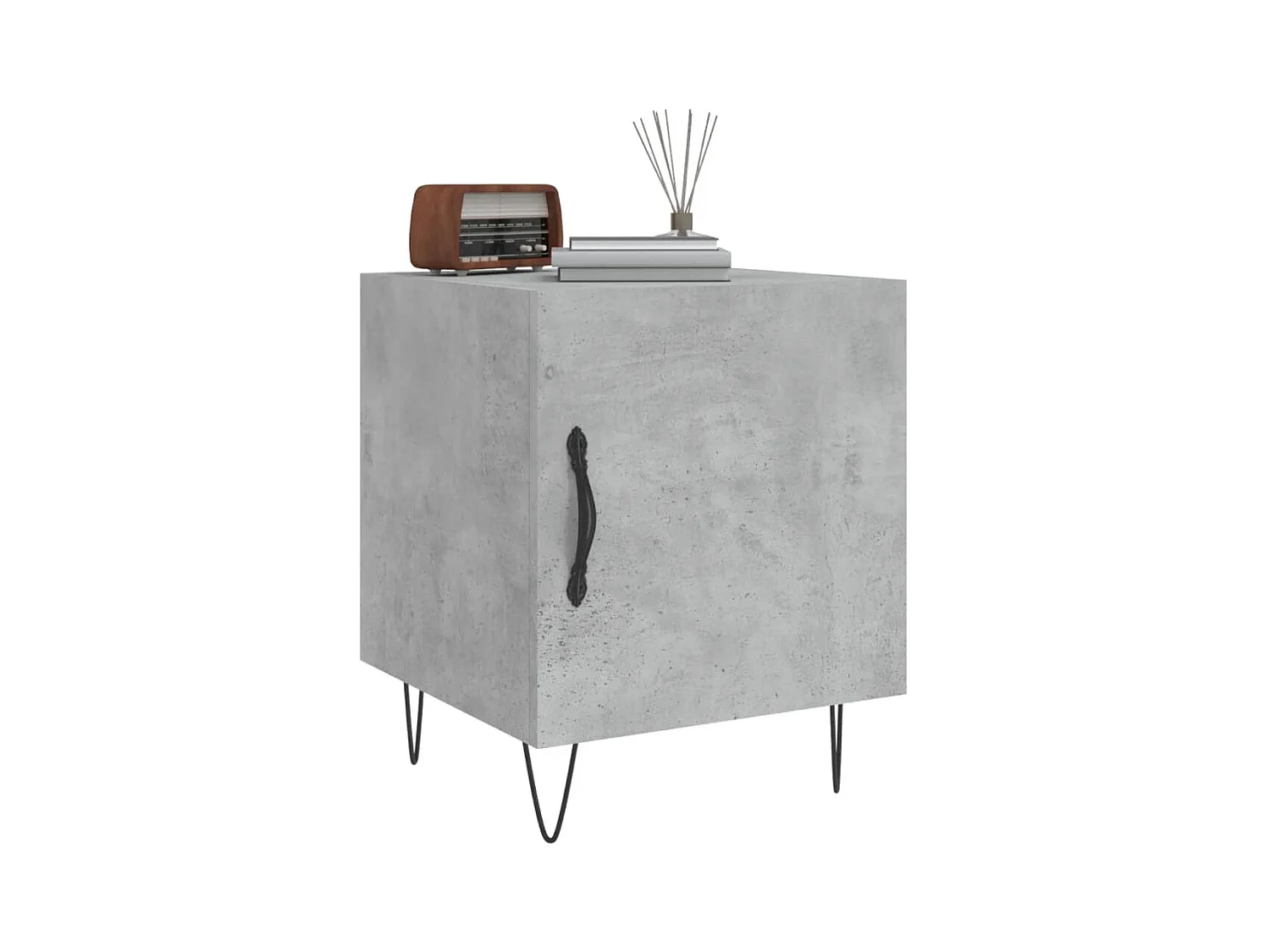 Mesa de Cabeceira Moderna 2 peças 40x40x50 cm derivados madeira cinza cimento