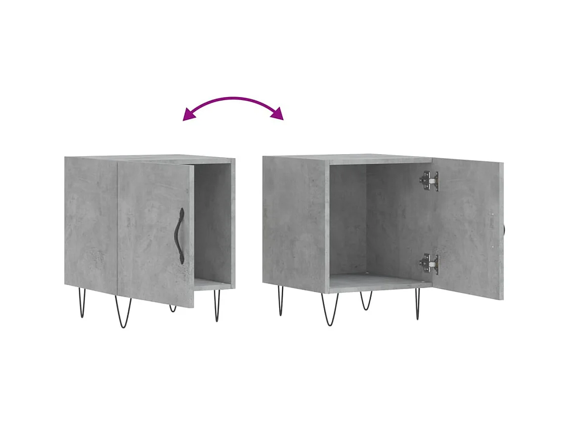 Mesa de Cabeceira Moderna 2 peças 40x40x50 cm derivados madeira cinza cimento