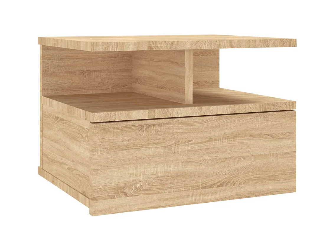 Mesita de noche | Mesilla de noche flotante 2 uds madera roble Sonoma 40x31x27 cm