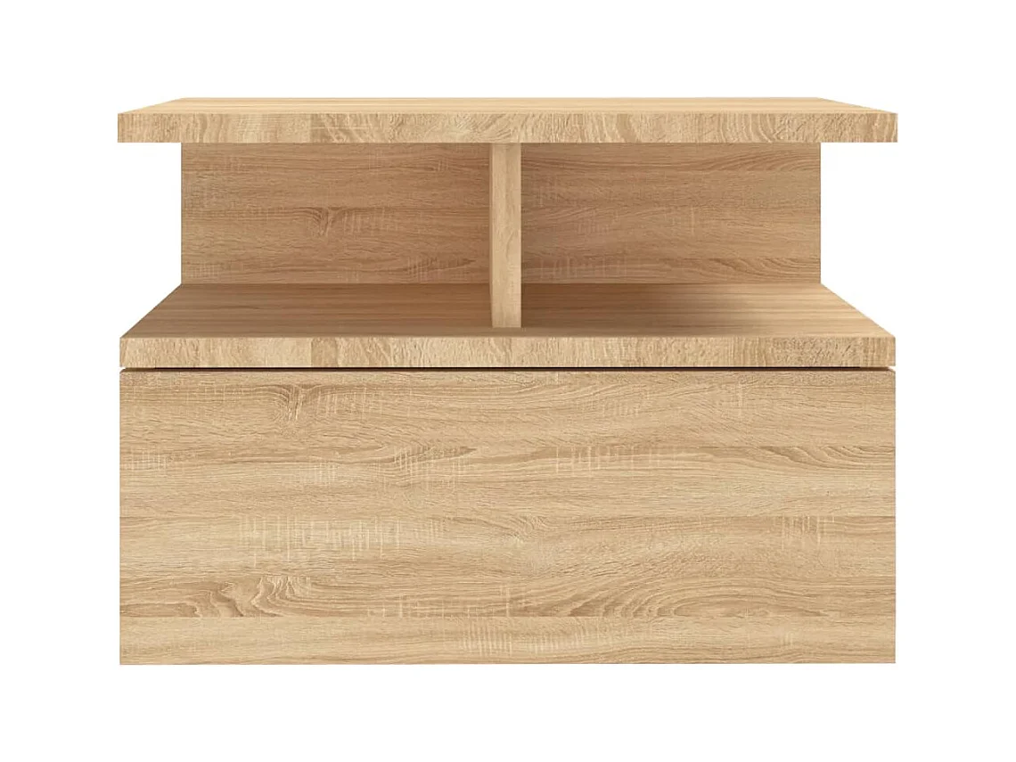 Mesita de noche | Mesilla de noche flotante 2 uds madera roble Sonoma 40x31x27 cm