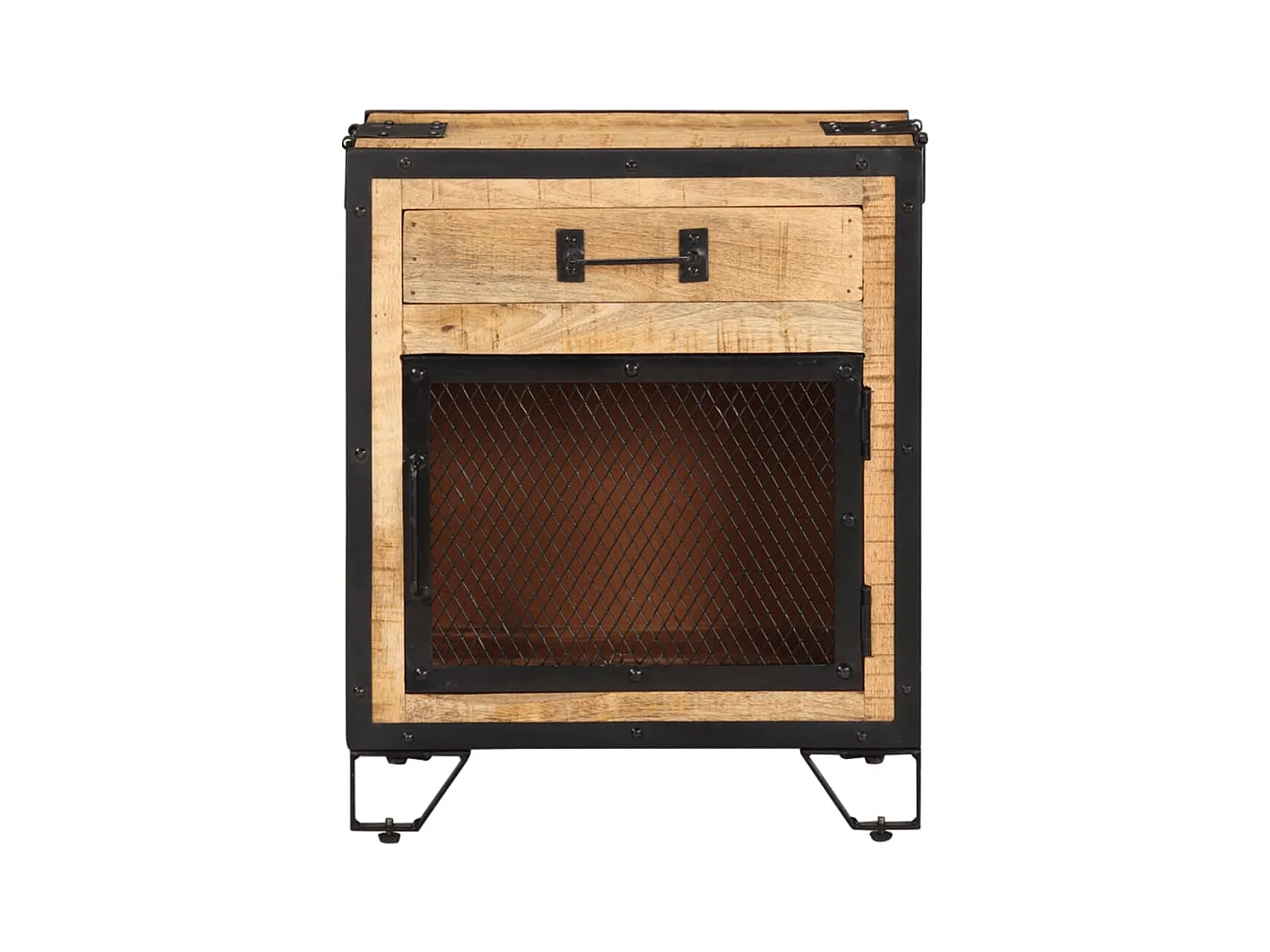 Mesita de noche | Mesilla de noche madera maciza de mango sin tratar 43x30x51 cm