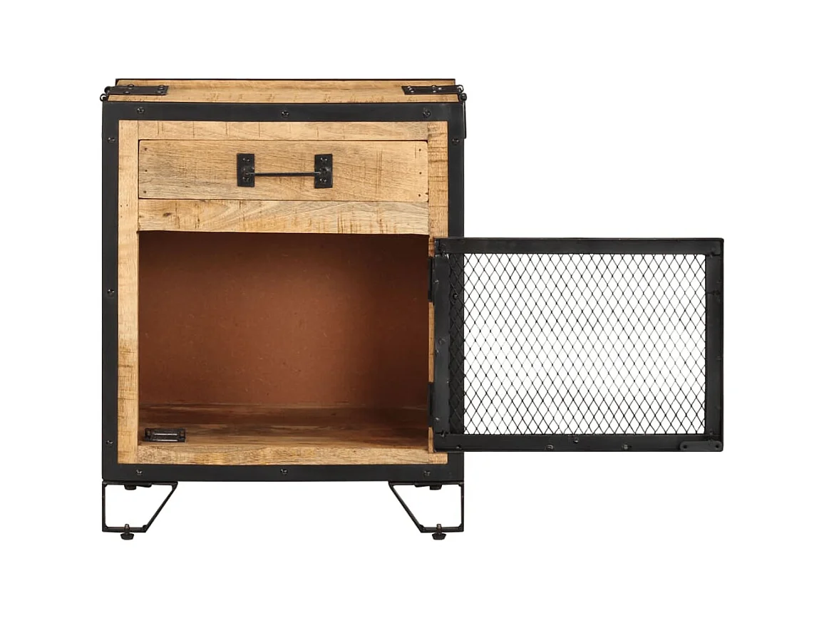 Mesita de noche | Mesilla de noche madera maciza de mango sin tratar 43x30x51 cm