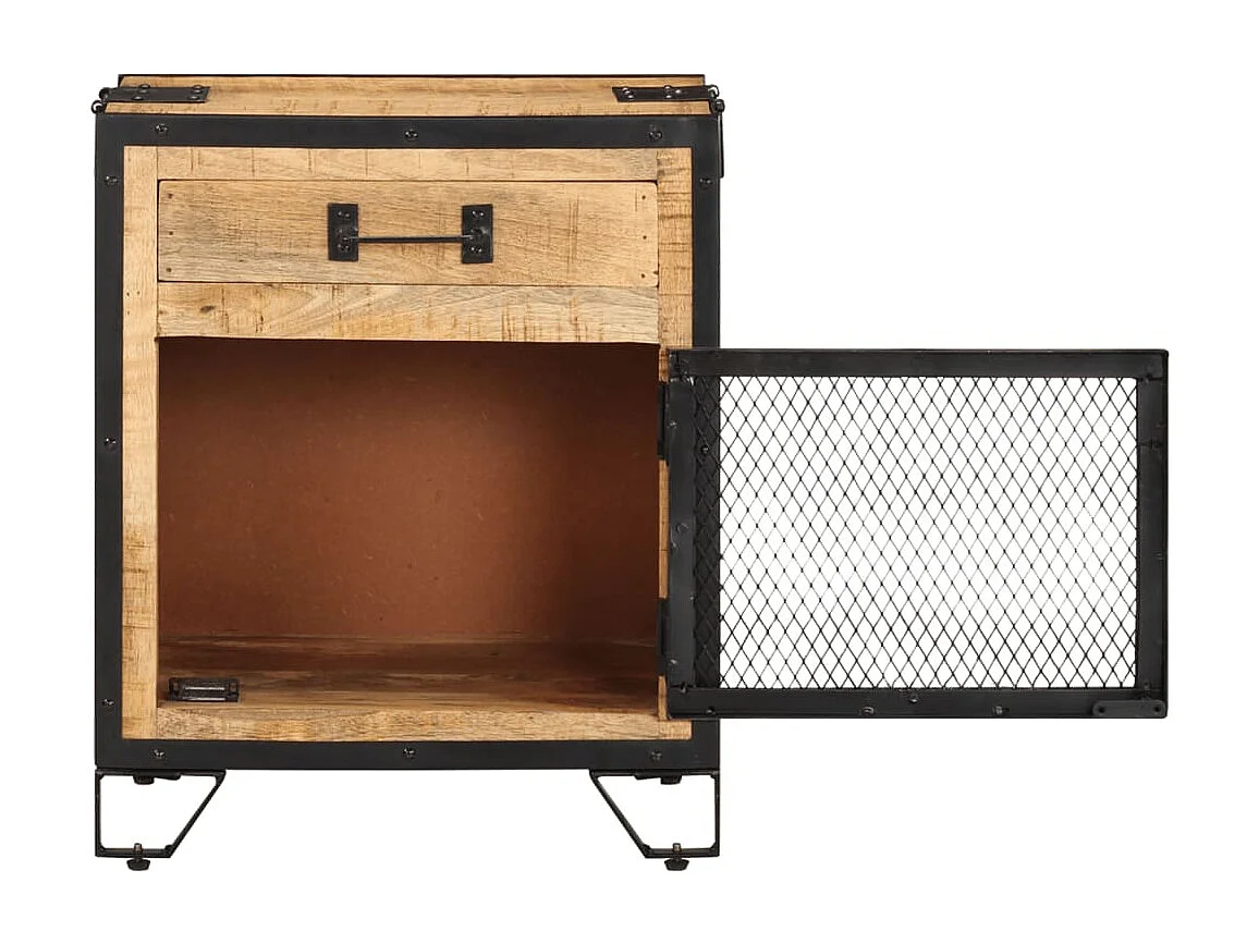 Nachttisch-Beistelltisch 43×30×51 cm Raues Mango-Massivholz SHL16568