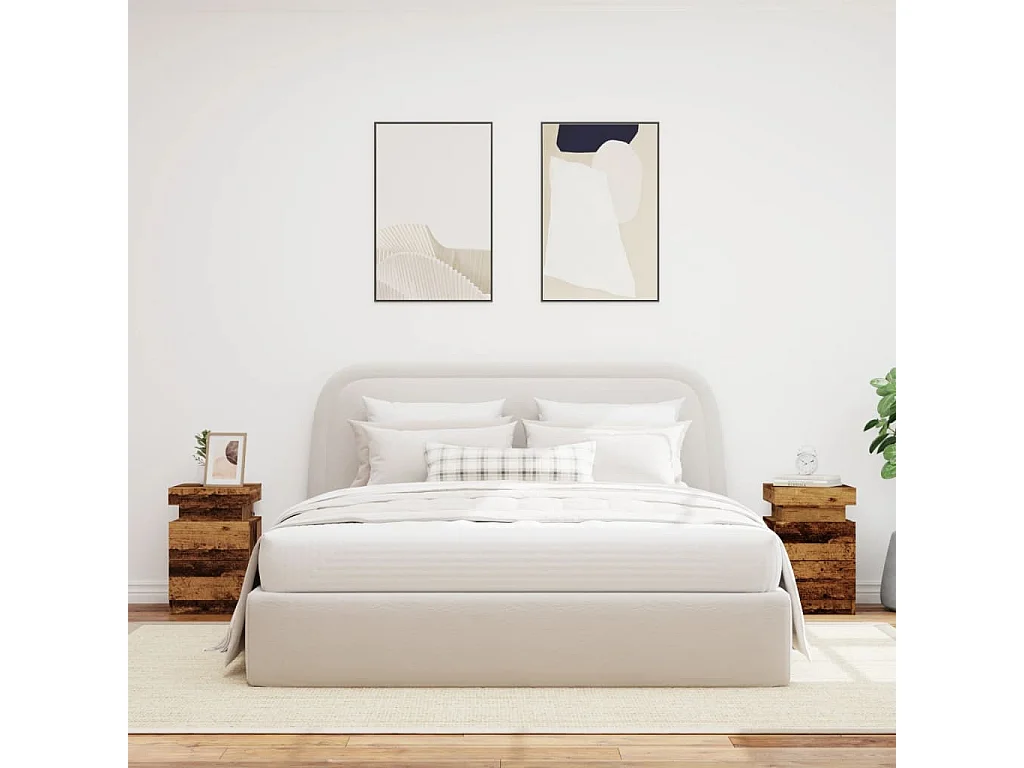 LED-Nachttische 2 Stk. Altholz-Optik 35x39x55 cm Holzwerkstoff SHL75514