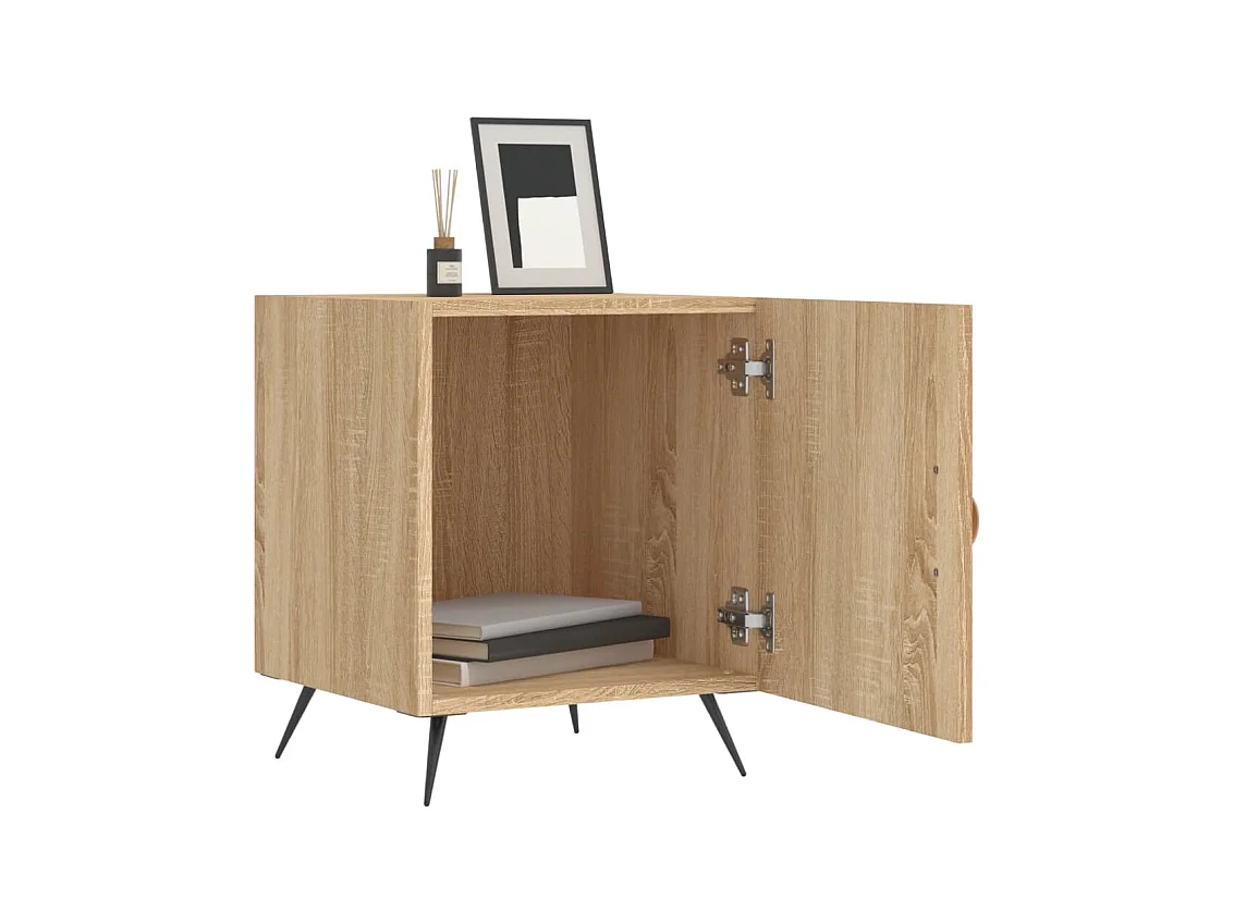 Mesitas de noche | Mesilla de noche 2 uds madera ingeniería roble Sonoma 40x40x50 cm