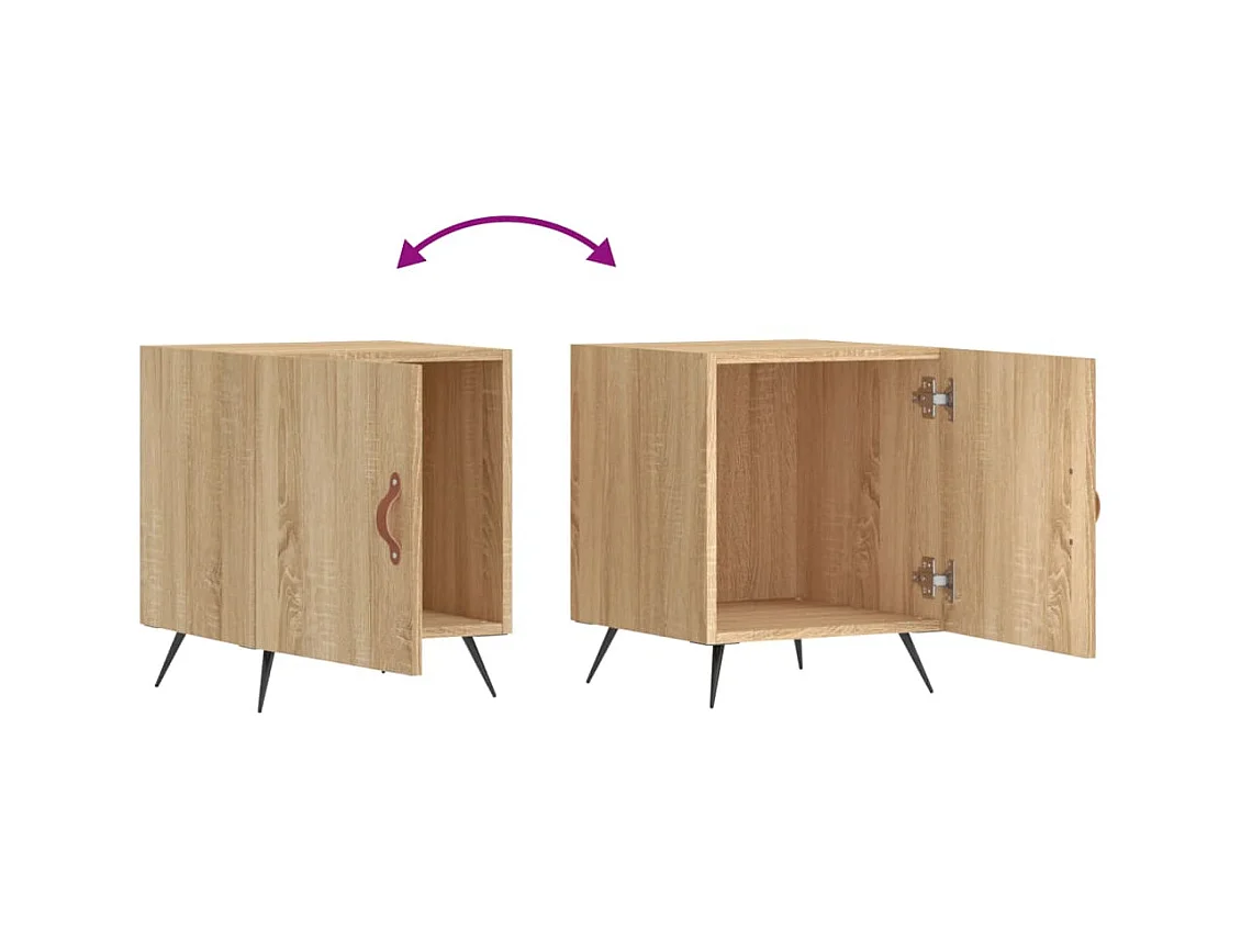 Mesitas de noche | Mesilla de noche 2 uds madera ingeniería roble Sonoma 40x40x50 cm