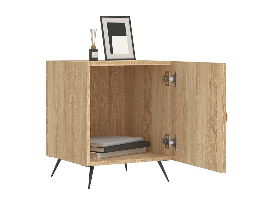 Nachttisch 2er Set-Beistelltisch-Nachttischkommode Sonoma-Eiche 40x40x50 cm Holzwerkstoff SHL14796