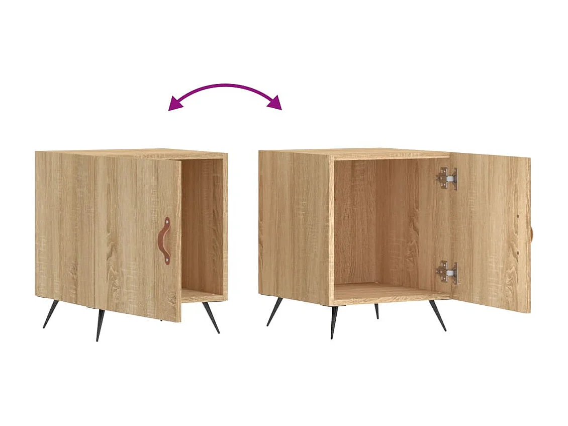 Nachttisch 2er Set-Beistelltisch-Nachttischkommode Sonoma-Eiche 40x40x50 cm Holzwerkstoff SHL14796