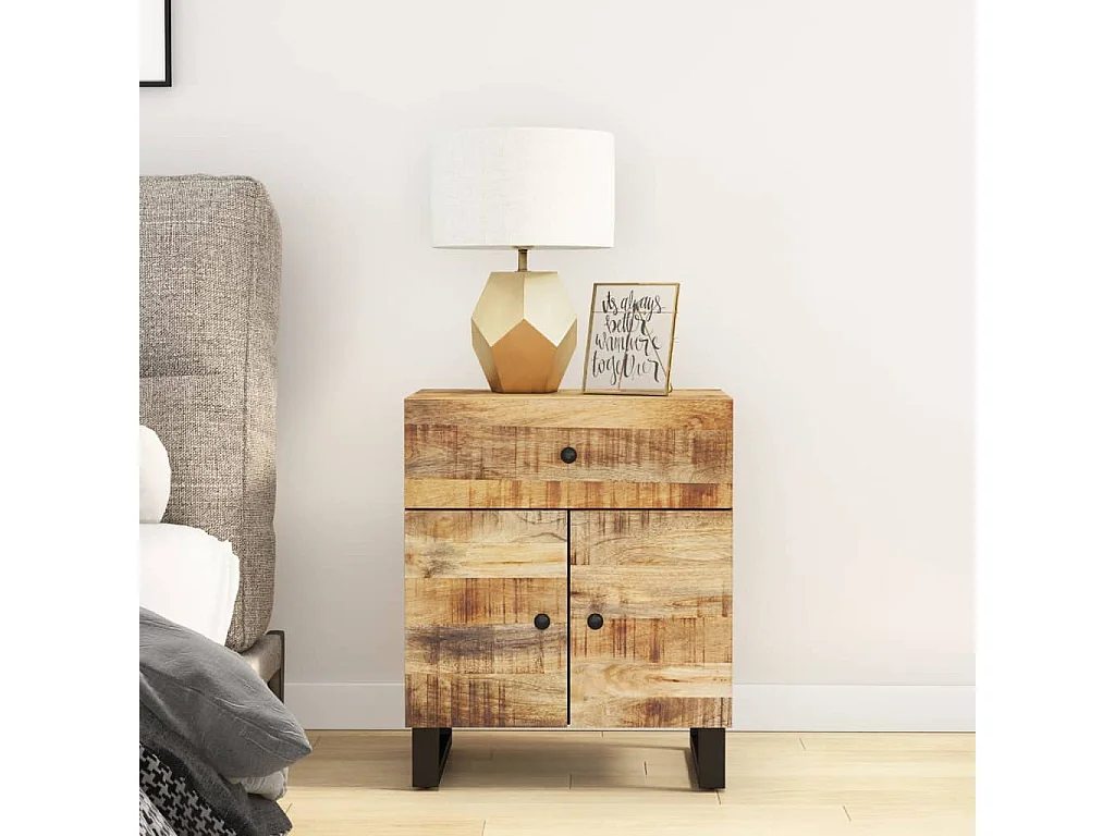 Nachtkastje | Bijzettafel Modern 50x33x60 cm massief mangohout en bewerkt hout