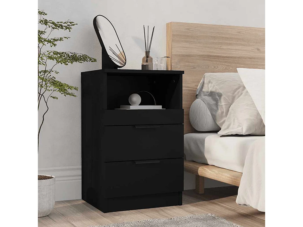 Nachttisch-Beistelltisch Schwarz Holzwerkstoff SHL22586