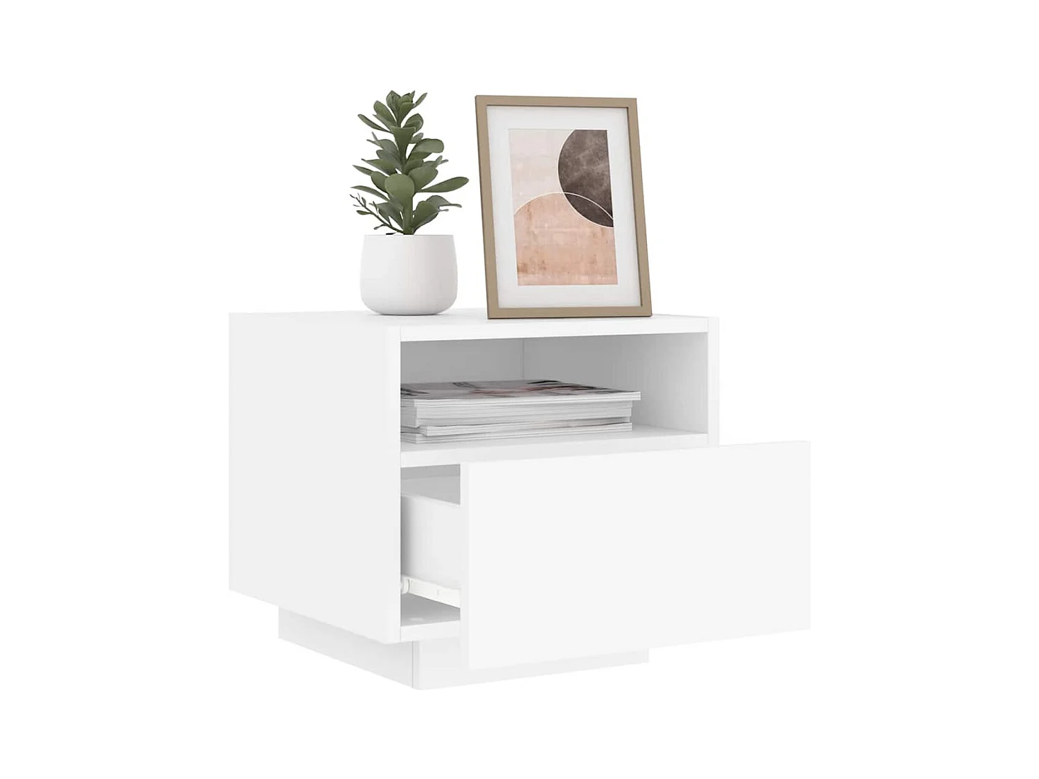 Mesita de noche | Mesilla de noche con luces LED blanco 40x39x37 cm