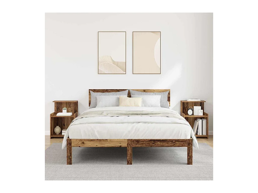 Mesita de Noche | Mesa auxiliar | Armario de Noche 2 uds. Madera vieja 40x35x60 cm