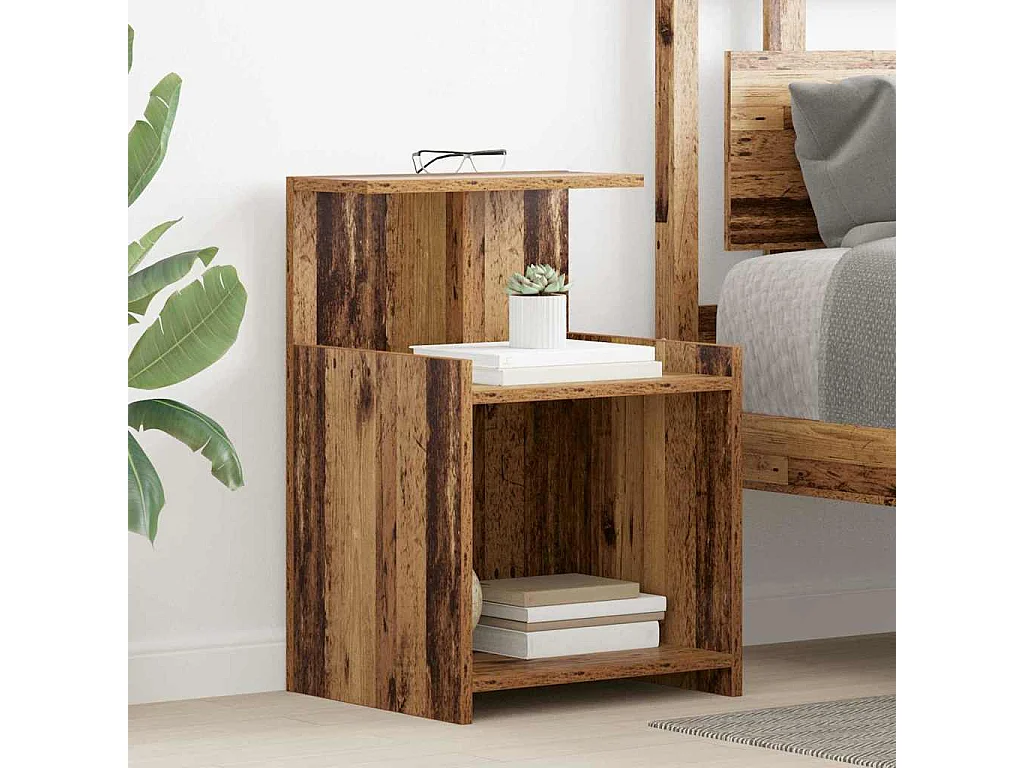 Mesita de Noche | Mesa auxiliar | Armario de Noche 2 uds. Madera vieja 40x35x60 cm