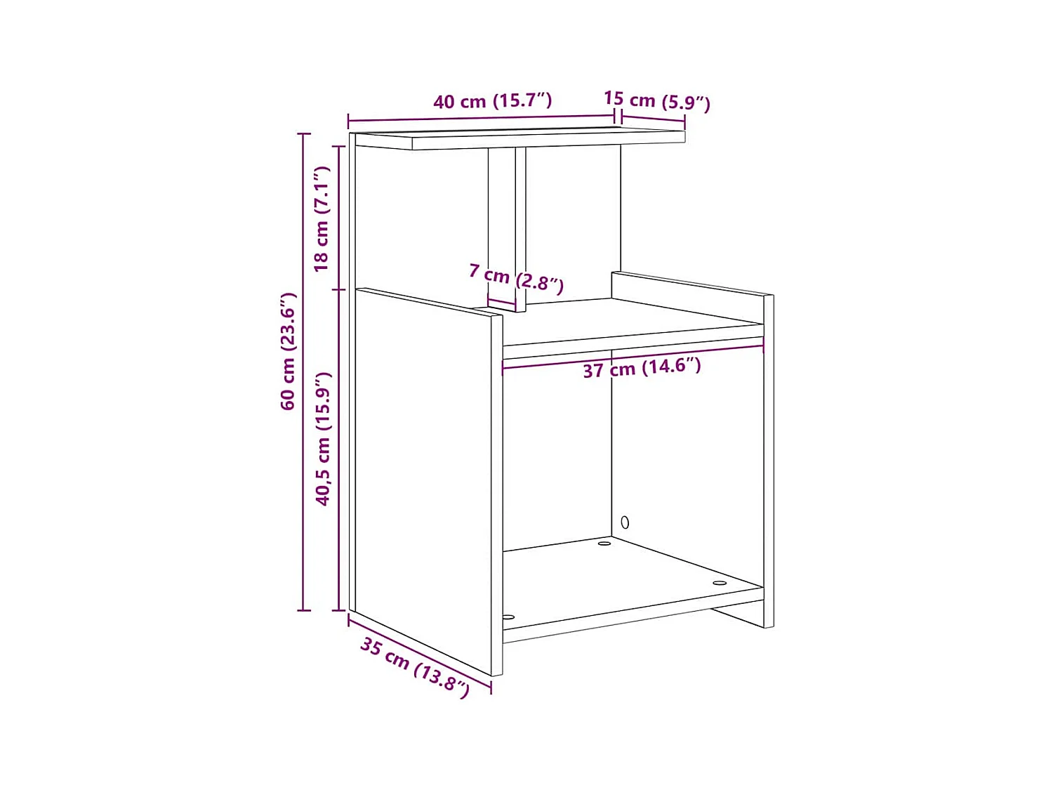 Mesita de Noche | Mesa auxiliar | Armario de Noche 2 uds. Madera vieja 40x35x60 cm