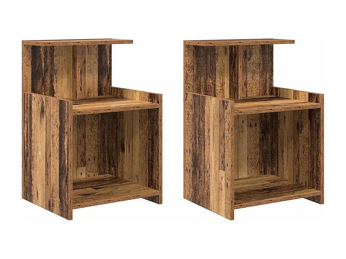Nachttisch 2er Set-Beistelltisch Altholz 40 x 35 x 60 cm Holzwerkstoff SHL56928