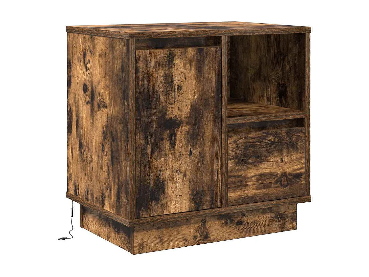 Table de chevet-Table d'appoint avec tiroir Chêne fumé 50x34.5x50 cm.