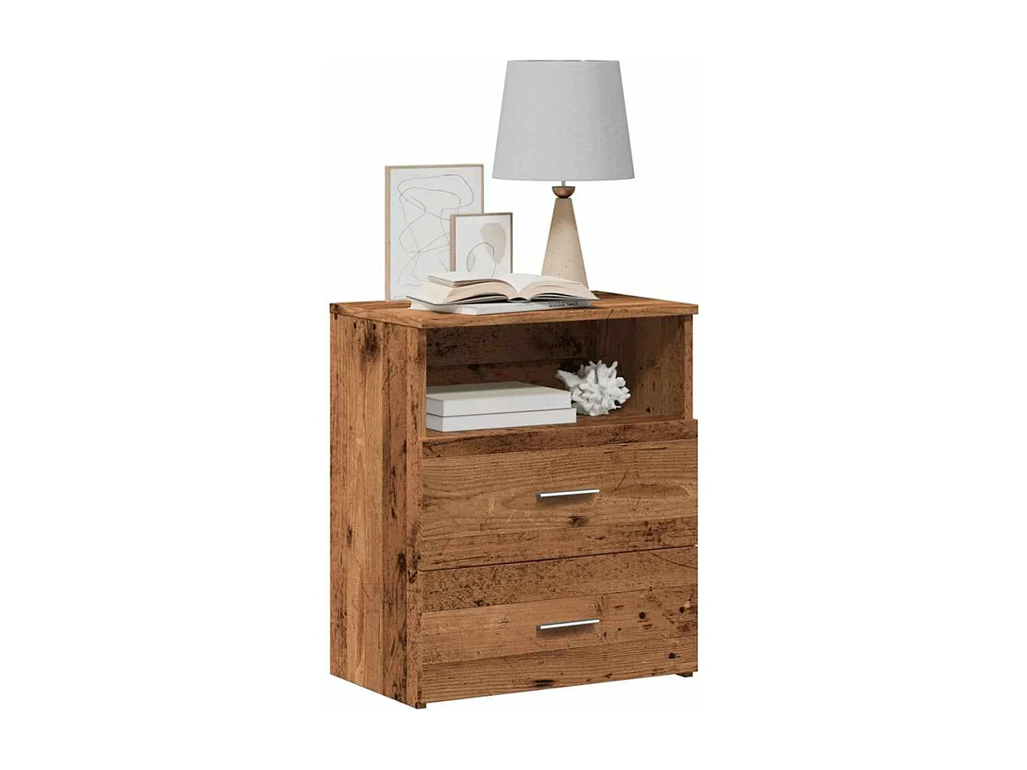 Nachttisch-Beistelltisch Altholz-Optik 50x32x60 cm Holzwerkstoff SHL5363