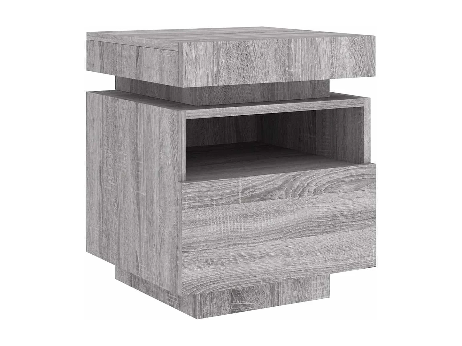 Nachttische mit LED-Leuchten 2er Set | Beistelltisch Grau Sonoma 40x39x48,5 cm SHL12104