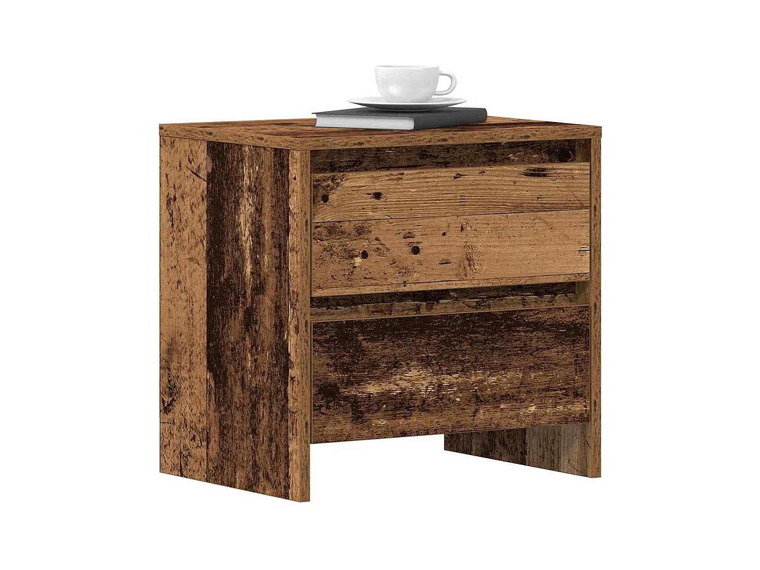 Mesita de Noche | Armario de Noche 2 uds con cajón Madera vieja 45x34x44.5 cm