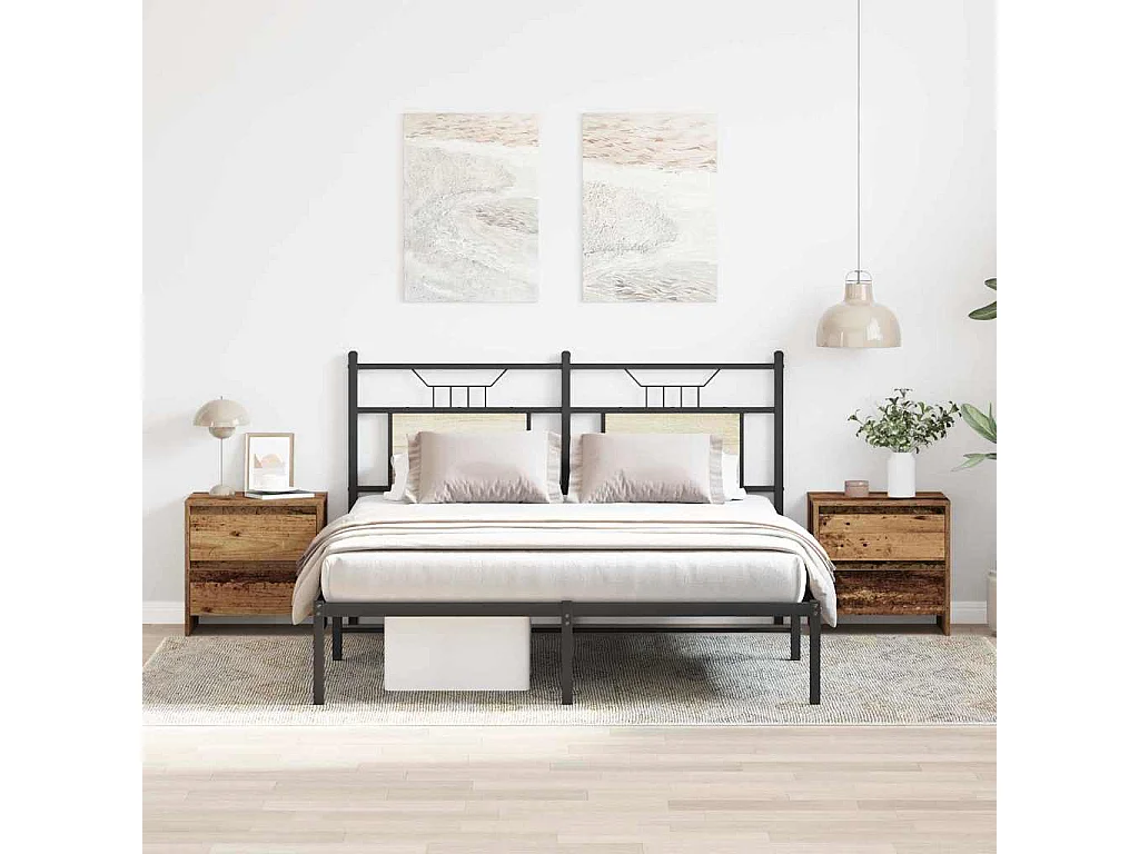 Mesita de Noche | Armario de Noche 2 uds con cajón Madera vieja 45x34x44.5 cm