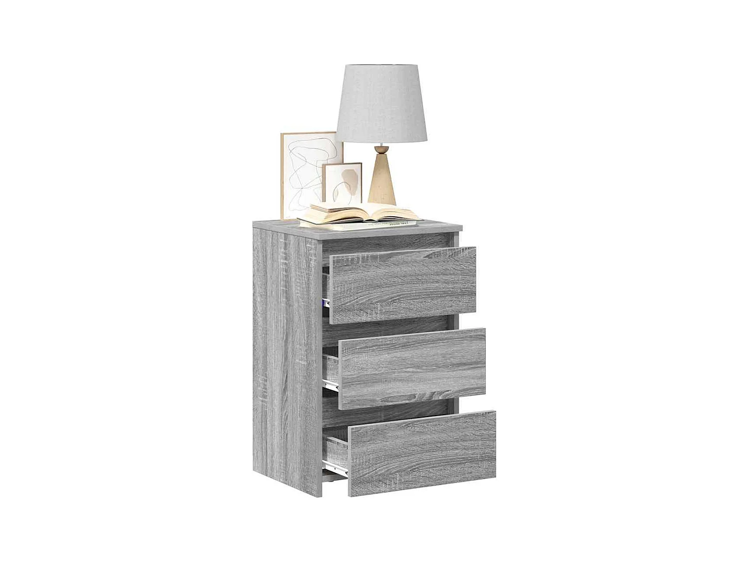 Mesitas de noche | Mesilla de noche 2 uds contrachapado gris Sonoma 40x35x62,5 cm