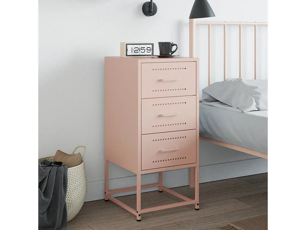 Nachttisch-Beistelltisch-Nachtschrank Rosa 36x39x78 cm Stahl SHL93350