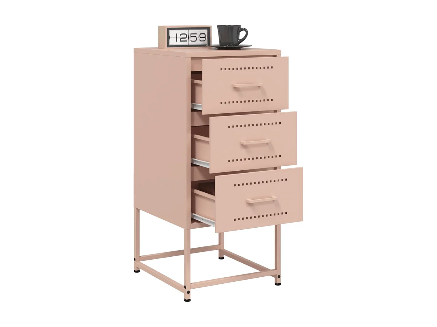 Nachttisch-Beistelltisch-Nachtschrank Rosa 36x39x78 cm Stahl SHL93350