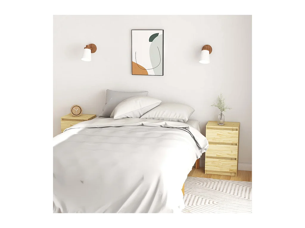 Mesitas de noche | Mesilla de noche 2 uds madera maciza de pino 40x29,5x64 cm